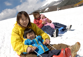 在溜溜坡上滑雪橇